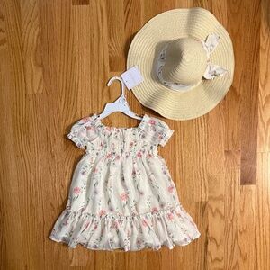 Shabby Chic Baby Girl Short Sleeve Dress & Matching Hat